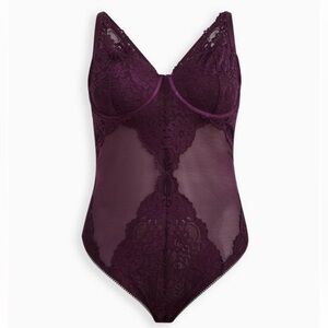 Torrid Lace Piece Bodysuit in Winetasting (Burgundy)